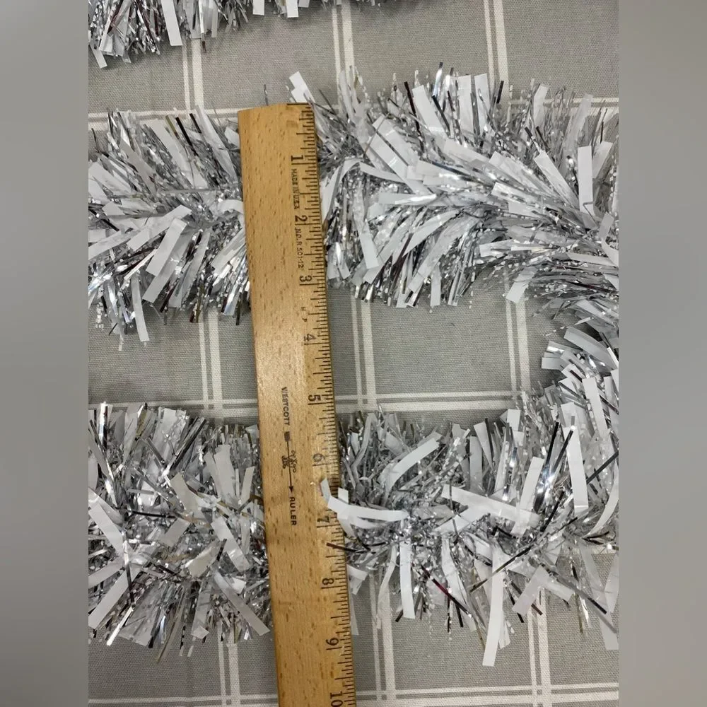 Holiday Garland White Silver Clear Christmas Party Tree Decoration 2) 10' Pcs